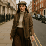 Model wearing UK fashion trends 2026 on a London street
