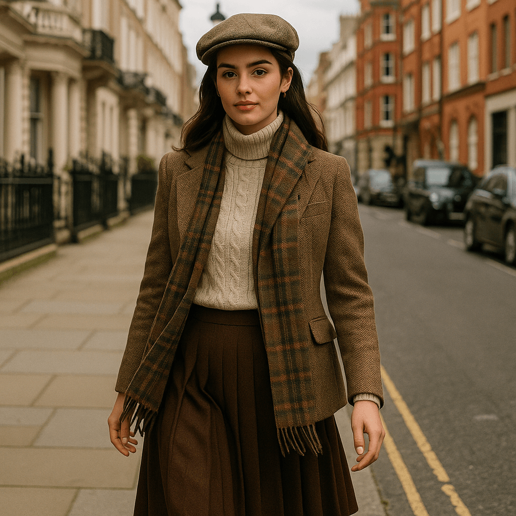 Model wearing UK fashion trends 2026 on a London street
